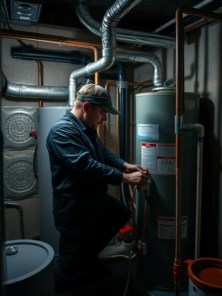 An image showing a state-of-the-art water heater being installed by a certified plumber, highlighting the safety and reliability of the installation process.
